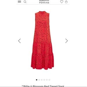 Red polka dot midi dress